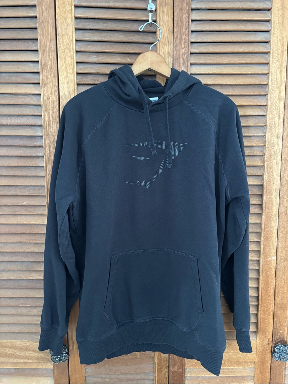 Gymshark Black hoodie with grey front Logo men’s large